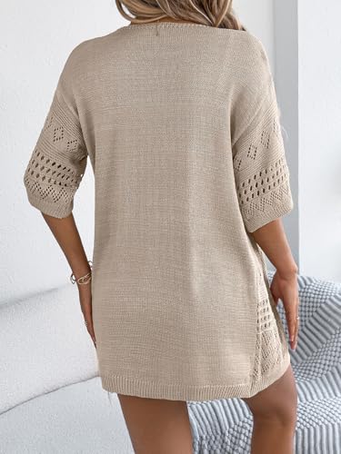 Image of Spicy Sandia Women's Loose Fit Short Sleeve Crochet Cardigan Sweaters for Summer