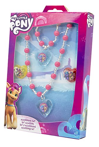 Joy Toy Hasbro 42694 My Little Pony The Movie Parure de bijoux comprenant 1 bracelet de perles, 1 collier de perles, 2 bagues dans un emballage cadeau Multicolore