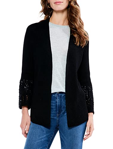 Nic+Zoe Women's Pointelle Cuff Cardigan, Black Onyx, Xs #TOP17