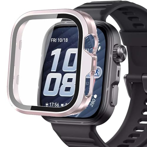 For HUAWEI WATCH Fit 5 Pro �P�[�X YAJOJO �ی� �K���X�t�B���� ��̌^ �J�o�[ �X�}�[�g�E�H�b�` 3D�Ȗʋ����t�B���� �����G�b�W�^�b�` �h�C�菝 �h�Ռ� �����h�~ �S�ʕی� ���E�ȒP�y�s���N�z