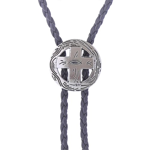 Image of Cowboy Bolo Tie for Men, Vintage Cow Skull Bolo Tie Necklace Native American Necktie for Men Women