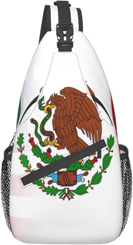 Mochila bandolera unisex con diseño bandera México-EEUU