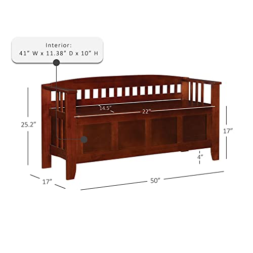 Linon Jenner Walnut Split Seat Storage Bench #TOP6