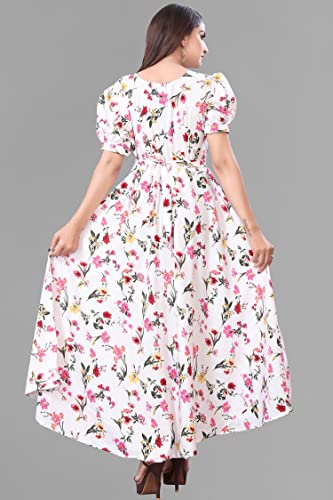 Image of FLARED ALINE MAXI DRESS WITH FLORAL PRINT FOR WOMEN
