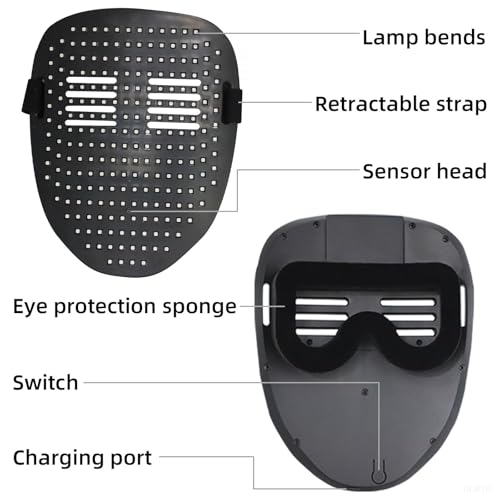 ULIKTO LED Mask with Gesture Sensing, 50 Patterns for Halloween - image 6