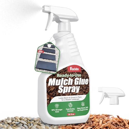 Mulch & Rock Glue for Landscaping with Sprayer 35oz Anti-Clog Fast-Dry Gravel Glue Non-Toxic & Weather-Resistant Stone Spray for Pea Gravel Bark Small Stones & Garden Beds