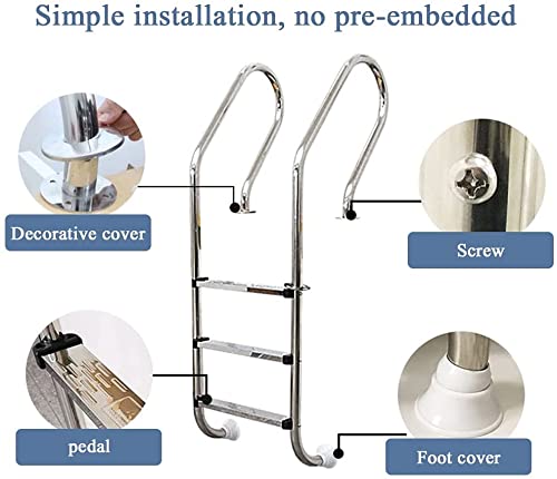 Escalera para piscina 3 peldaños acero inoxidable antideslizante miniatura 3