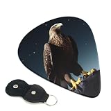 Palhetas de guitarra Eagle under the stars, pacote com 6 com suporte de palheta de guitarra, arte abstrata, paletas de celulóide para homens e mulheres, palhetas personalizadas de ukulele para baixo