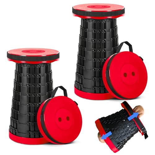 Image of Upgraded Collapsible Stool 2-Pack, 620lbs Max Weight, Lightweight Yet Sturdy, Portable Retractable Foldable Telescoping Camping Stool for Adults Outdoor Fishing Hiking Travel BBQ