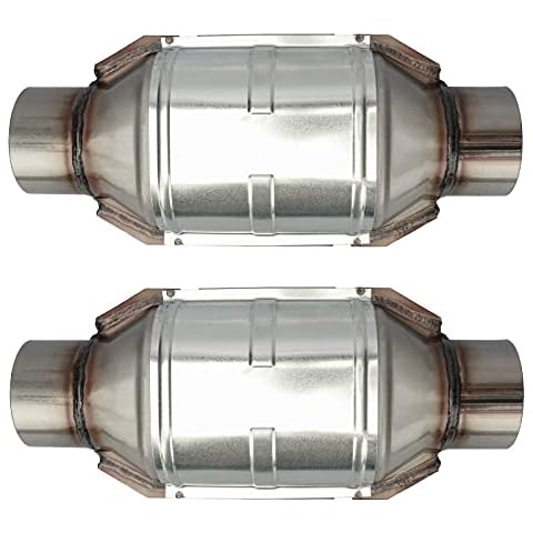MAYASAF【2 pack】3" Inlet/Outlet Universal Catalytic Converter, 14" Overall Length, w/o O2 Port (EPA Compliant) Cover