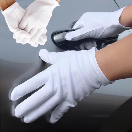 Guantes blancos para trabajadores de inspección textil suave de dedo completo 4