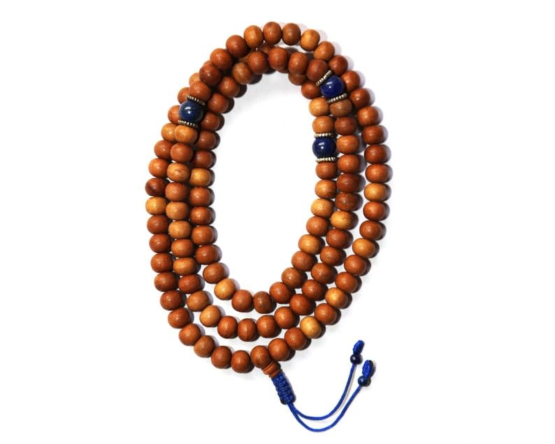 Perles de guérison contre le stress : mala 108 perles santal et lapis