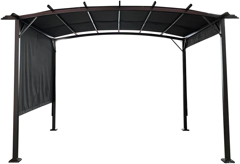 Outdoor Pergola Gazebo with Retractable Canopy for Backyard and Patio Use