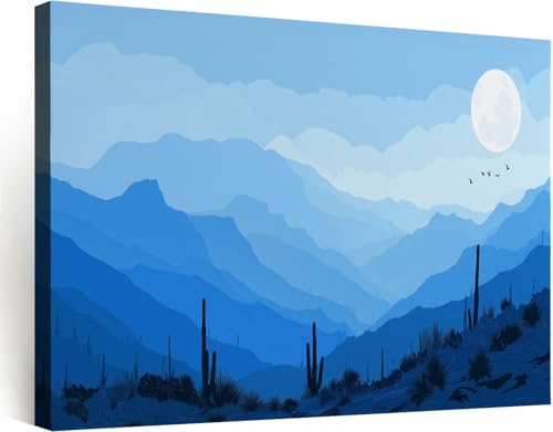 Art moderne paysage cactus de haute qualité avec cadre en bois