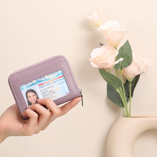 Image of SENDEFN Leather Wallet Women RFID Blocking Small Compact Wallets Credit Card Holder with ID Window