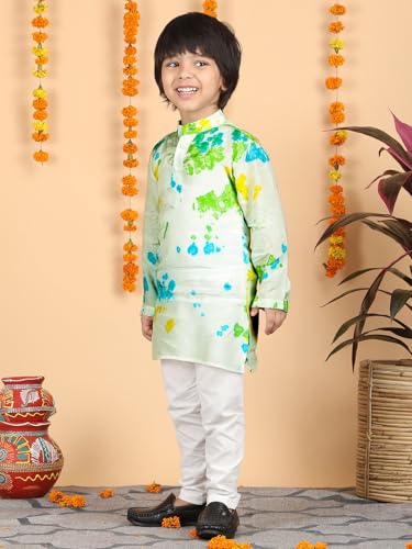Image of POLKA TOTS Boys Cotton Ethnic Kurta Pajama Set with Attached Koti | Ethnic Motif Wear Kids Kurta Pyjama for Boys & Toddlers | Traditional Dress for Weddings & Festivals | Festive Jubba Set for Babies