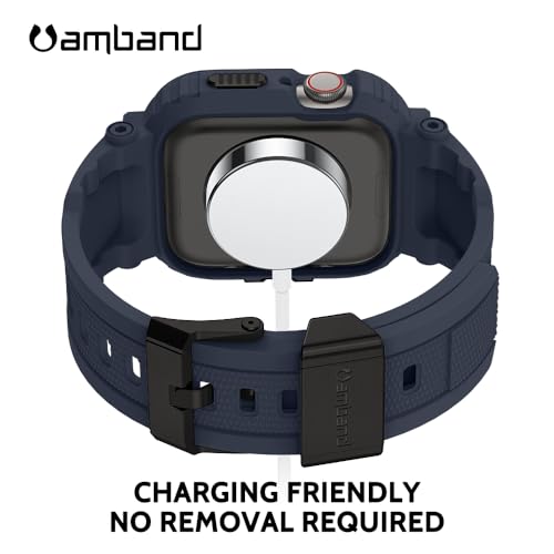 amBand M1 Rugged Case with Strap Compatible with Apple Watch Series 8/7 45mm, Durable TPU Military Sport Wristband with Bumper Protective Cover Designed for iWatch 6/SE/5/4/3/2/1 44mm 42mm Men