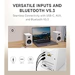 Edifier M60 Multimedia Speaker Bluetooth 5.3, 66W RMS, Hi-Res Audio & Hi-Res Wireless Audio, LDAC,3" Mid Bass & 1" Tweeter, USB-C & Aux Inputs, Compact Desktop Speaker - White - Image 5