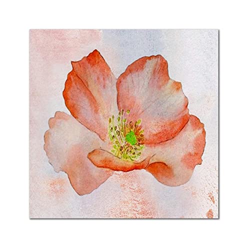 Panneau bois fleur hibiscus orange déco murale rustique 40x40 cm