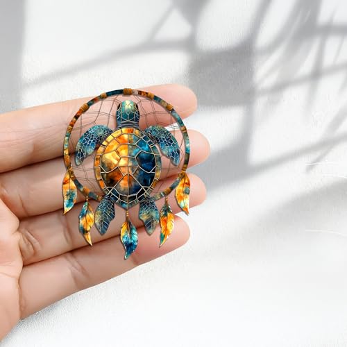 Imán decorativo Turtle Dreamcatcher acrílico miniatura 4