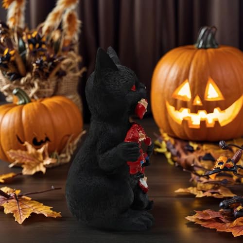 Figurine de chat noir pour bibliothèque et décoration de salon chaleureux