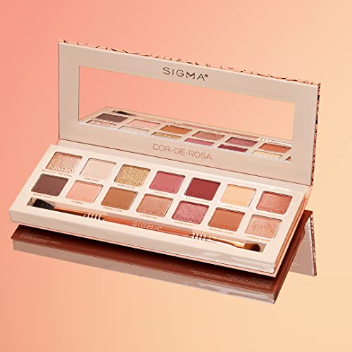 Sigma Beauty Cor-De-Rosa Eyeshadow Palette - 14 Warm Eyeshadow Shades In Matte, Shimmer And Metalic Finishes - Highly Pigmented Vegan Eye Makeup Palette - Clean Beauty Products #TOP7