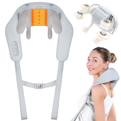 CARESKYpro Neck and Shoulder Massager with Heat Cordless Deep Tissue Electric 5D Shiatsu Kneading Back Massager for Pain Relief Full Body Massage Best Gifts for Men Women