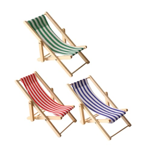 JOINPAYA - JOINPAYA 3 pièces Lot de Mini Chaises Longues Pliantes Bois Transat Plage Décoratif pour Maison Poupée Mobilier Miniature Stable et Style Plage pour Décoration Intérieure et Extérieure