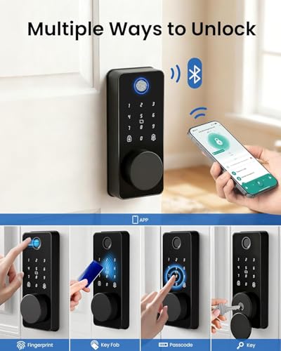 IBLOG Smart Door Lock, Fingerprint Keyless Entry Door Lock Front Door App Control, Electronic Touchscreen Keypad Deadbolt, Auto Lock, IP54 Waterproof, Easy Install — view 2