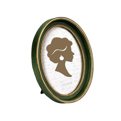 Tone Link. Cornice ovale vintage, 12,7 x 17,8 cm, lussuose cornici antiche con vetro frontale, da appendere alla parete, verde e oro