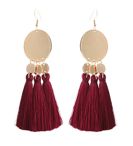 HSWE Tassel earrings for Women Statement Dangle Earrings Fringe Drop Earrings