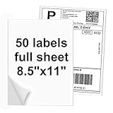 NefLaca Full Sheet Address Shipping Label, 8.5" x 11" Shipping Address Labels, 50 Sheets Sticker Lab