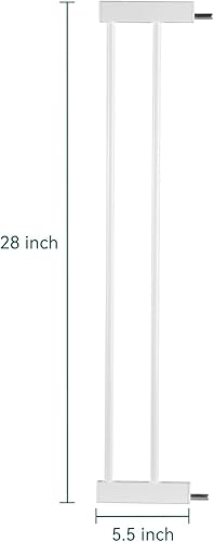 Miniatura 3 de Babelio Extensión de puerta de metal para bebés con patrón de madera marrón, puerta extra ancha para mascotas de 5.5 pulgadas para escaleras y