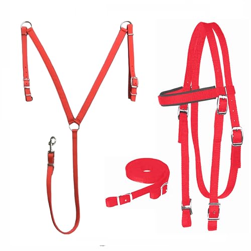 image for Majestic Ally Nylon Padded Equestrian Browband Headstall, Reins & Brea