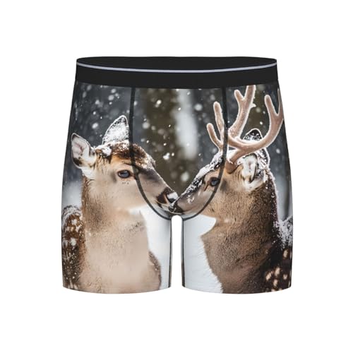 WBQLSL Men's Snow Animals Printed Medium Boxer Briefs - All-day Coolness and Comfort, Long Size (S-2XL)