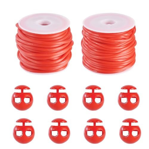 Bestewelry Cordoncino tubolare in gomma sintetica, 15 m, 2 mm e 3 mm, per lavori a maglia e barbiere, con chiusure in plastica, per lavori a maglia, artigianato, punti e creazione di gioielli, colore