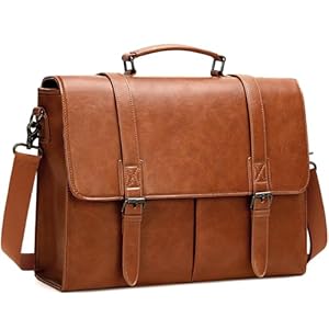 Messenger Bag for Men 15.6 Inch Vintage Leather Briefcase Waterproof Laptop Bag Large Satchel Shoulder Bag Office Work Business College Computer Bag Black