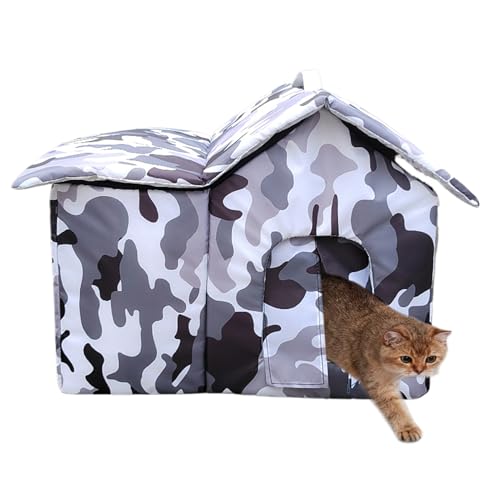 屋外用 猫 シェルター | 防風 保温 噛み 防止,アウトドア 子猫 テント ペット ハウス,裏庭 公園 パティオ バルコニー 住宅地 ガレージ 納屋 街角用