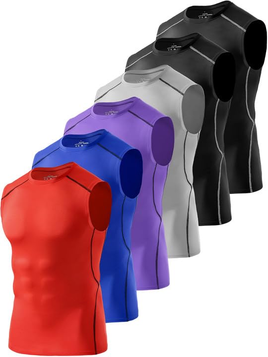 Celfaeree 4/5/6 Pack Athletic Sleeveless Shirts for Men Workout Tank Tops Compression Tank Top Gym Muscle Shirts for Running