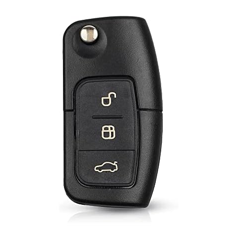 Car Remote Key Fob Case Replacement Compatible for Ford Focus Fiesta C-Max S-Max Kuga Mondeo MK4 Galaxy with Uncut Key Square Blade,3 Buttons Flip Folding Key Case Shell Cover