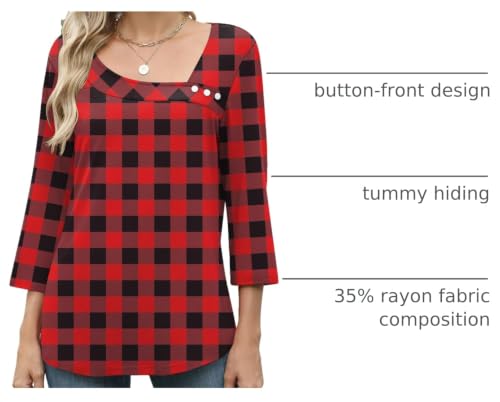 Image of LOMON Womens 3 /4 Length Sleeve T Shirts Asymmetrical Neck Tops Business Blouses for Women Fashion 2026