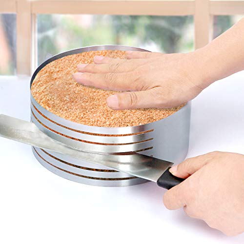 KEILEOHO Layer Cake Slicer Set of 2, Stainless Steel Adjustable 7 Layered Bread Cutter Ring with Respective Diameter of 6-8 Inch and 9-12 Inch, Cake Ring Molds for Baking, Cutting and Slicing Cakes by KEILEOHO - Used condition - Image 6