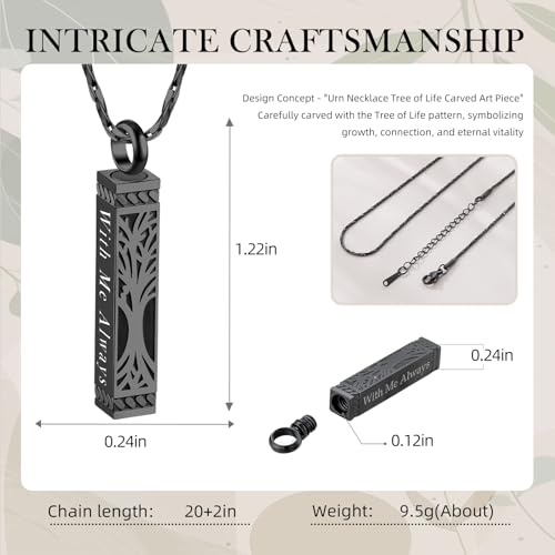 Tree of Life Urn Necklace For Ashes Memorial Bar Cremation Jewelry with Keepsake Urn Memorial Ash Jewelry For Women Men2