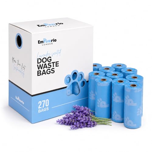 EmPawrio 270 Extra Thick Dog Poo Bags - Heavy Duty 100% Leak-Proof Lavender Scented Dog Poop Bags (18 Rolls) - Fits All Standard Dispensers