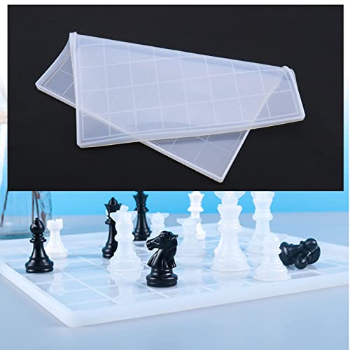 The Lord of the Tools Chess Board Resin Mould Set 1PC Checker Game Board Silicone Mould & 16PCS 3D Checkers Pieces Casting Moulds for Outdoor Board Games DIY Crafts Making - Image 4