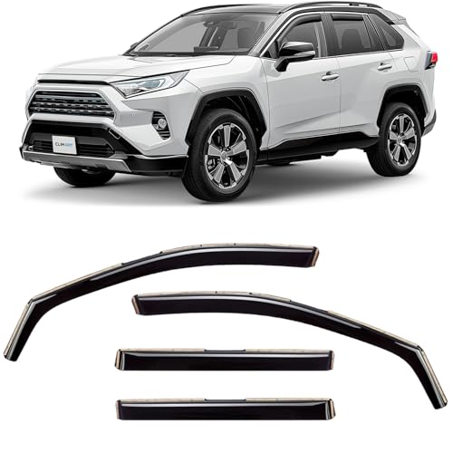 CLIM ART en Canal Deflectores de Aire para/compatible con Toyota RAV4 2019-2026 XA50 - Deflectors Ventanilla - Accesorios Coche - Derivabrisas -Deflectores de Viento - Cortavientos Ventana Coche-4ud N