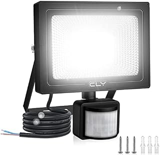 CLY 25W Security Lights Outdoor Motion Sensor, 2100 Lumen IP66 Waterproof LED Floodlight with PIR, 6500K Cold White LED Outdoor Lights Mains Powered, Outside Lights with Sensor for Backyard, Garden