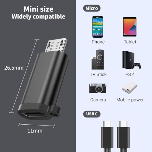 Fidioto USB C to Micro USB Adapter,Type C Female to Micro USB Male Convert Connector Support Charge & Data Compatible with Samsung Galaxy S6 S7 S7 Edge, Kindle Ps4 and Micro USB Devices(5 Pack)
