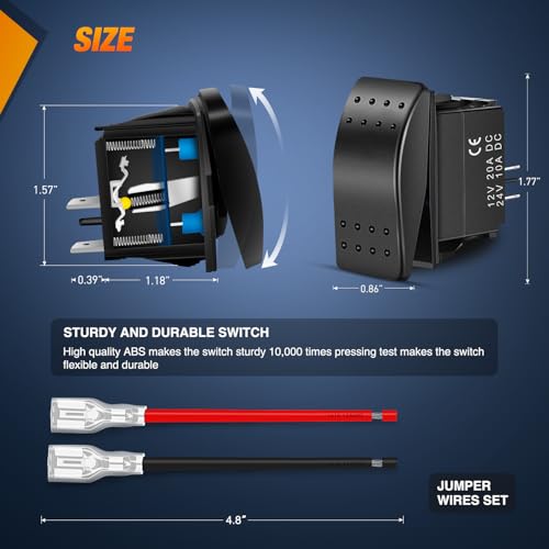 Image of Nilight Marine Rocker Switch Toggle Switch 2 Pin On Off SPST Waterproof
