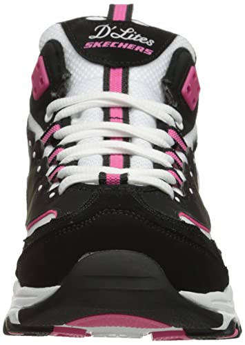 Skechers Women's D'Lites - Me Time Lace Up Fashion Sneakers, Black/Hot Pink, 5
